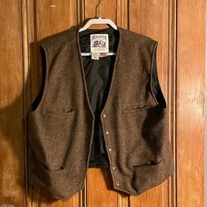 Vintage Wool Herringbone Tweed Snap Front Vest